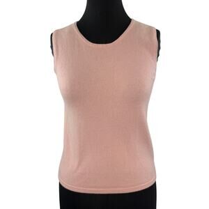 Precious Fibers Blush Pink Shell Top Cashmere Crew Neck Pullover Size Medium M
